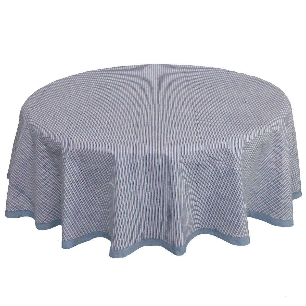 Hand Block Printed Cotton Round Tablecloth 220 cms Two Stripe Starlight 202212
