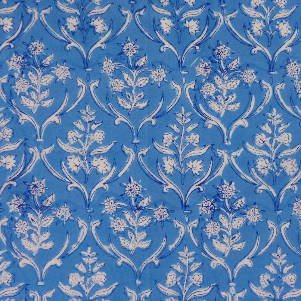 5 Yard Running Fabric Hand Block Printed Cotton Voile Fabric Vine Leaf Alaskan Gud 600969