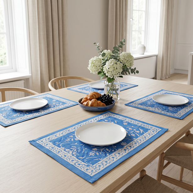Hand Block Printed Cotton Canvas Table Mat 32x48 cms Set of 2 Table mats Vine Leaf Alaskan Gud 600969