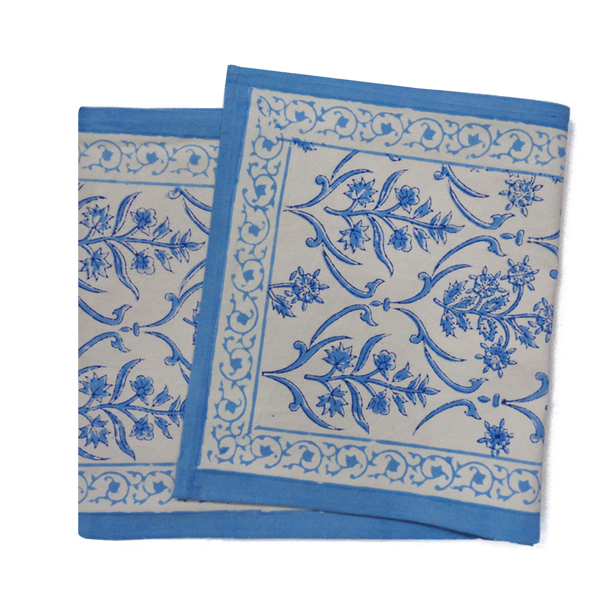 Hand Block Printed Cotton Canvas Table Runner 33x120 cms Vine Leaf Alaskan Open 208679