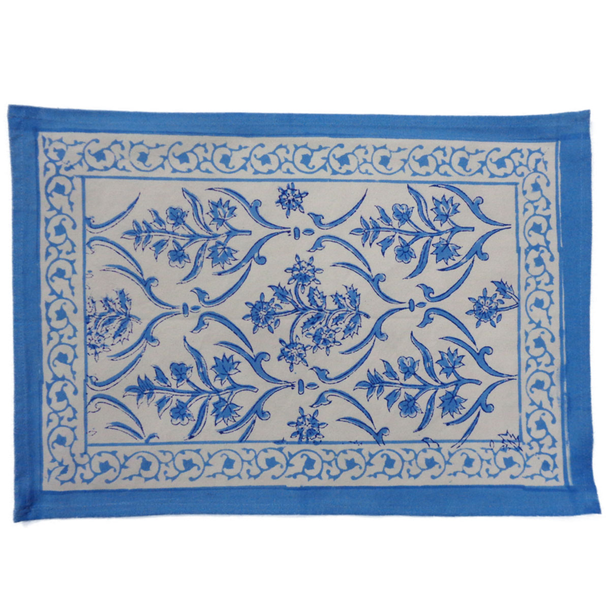 Hand Block Printed Cotton Canvas Table Mat 32x48 cms Set of 2 Table mats Vine Leaf Alaskan Open 208679