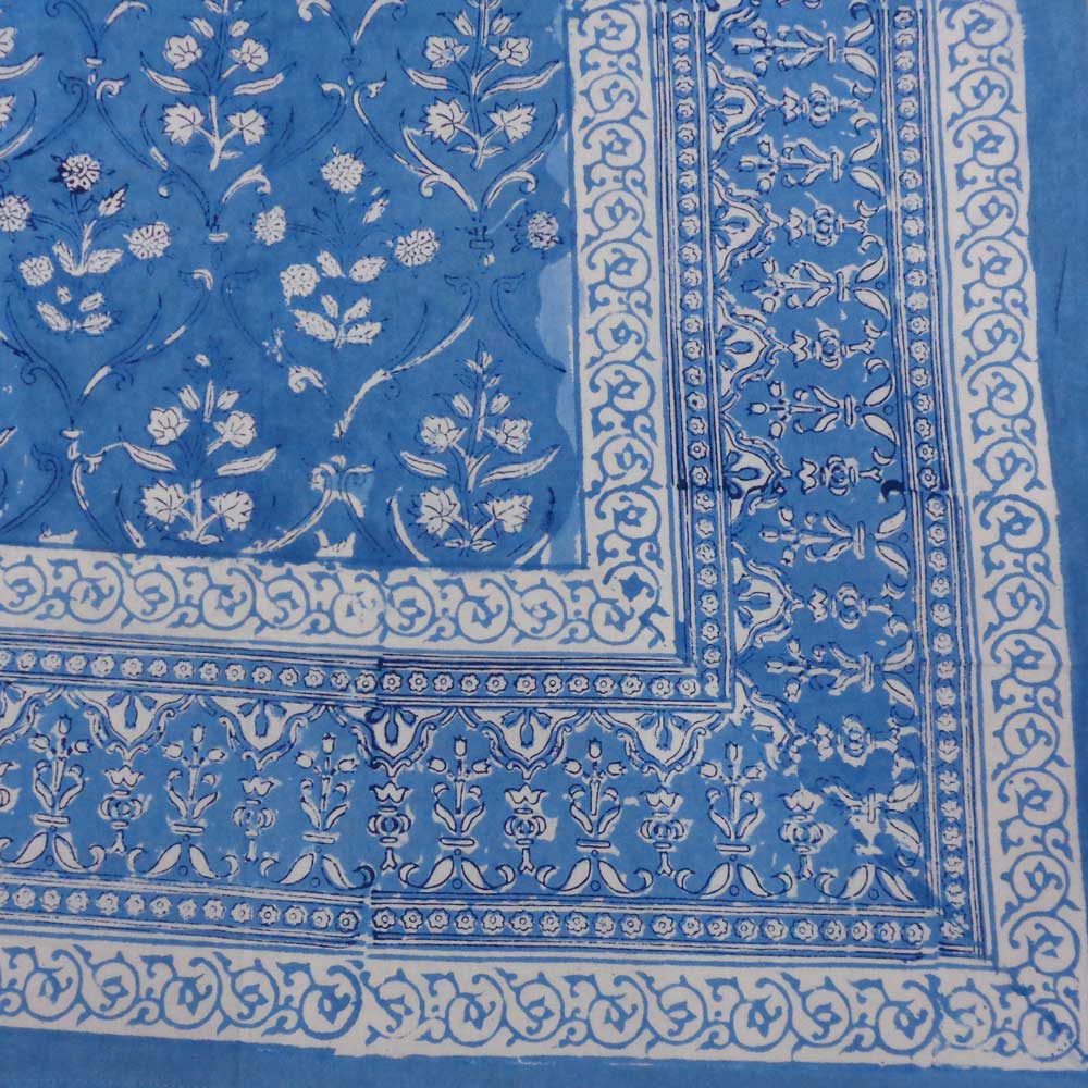 Hand Block Printed Cotton Tablecloth 180x270 cms Vine Leaf Alaskan Gud 600969