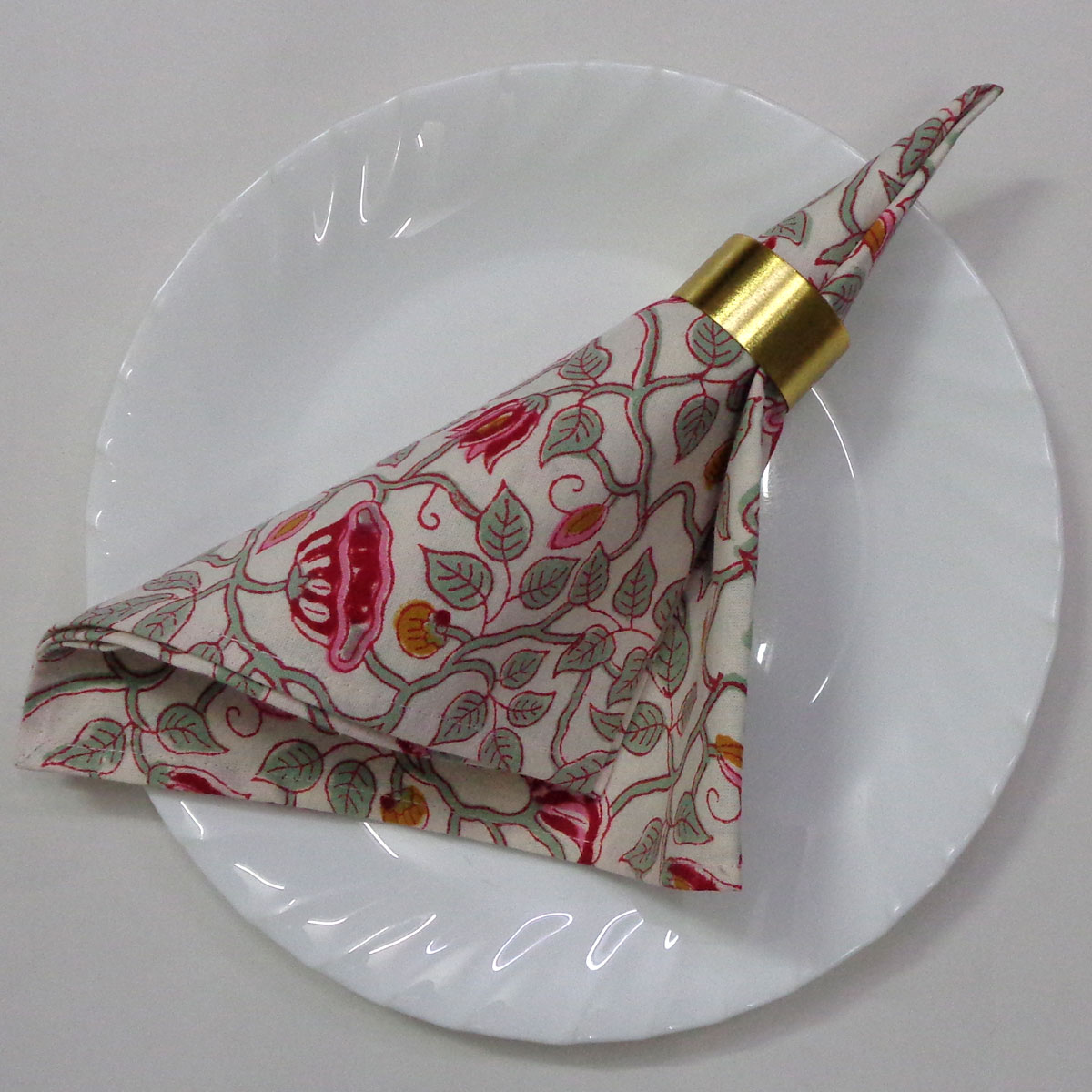 Hand Block Printed Cotton Napkin 45x45 cms Set of 4 Napkins Waterlily Pink Open 906172