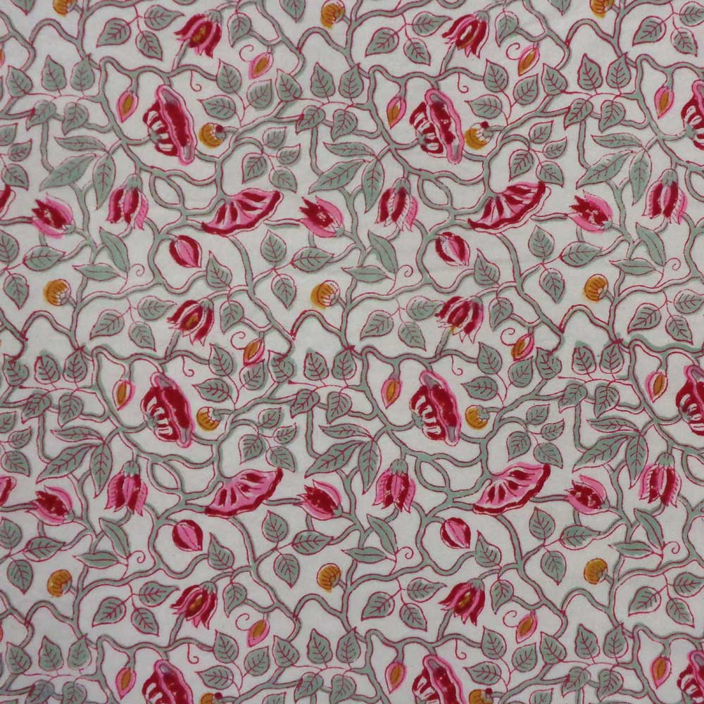 Hand Block Printed Cotton Napkin 45x45 cms Set of 4 Napkins Waterlily Pink Open 906172