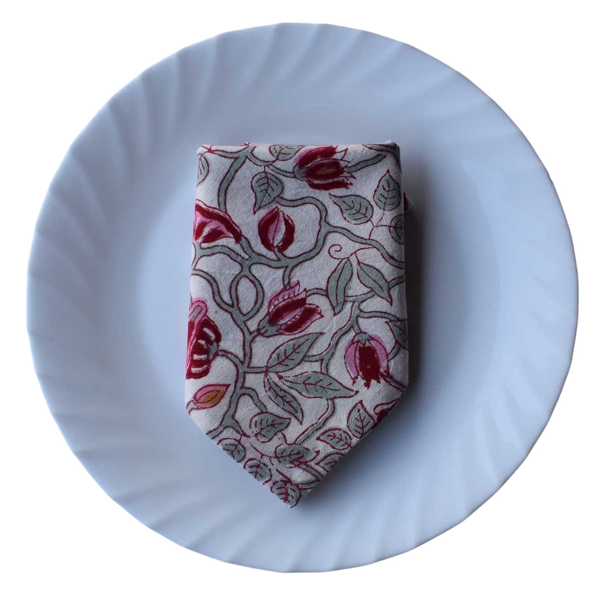 Hand Block Printed Cotton Napkin 45x45 cms Set of 4 Napkins Waterlily Pink Open 906172