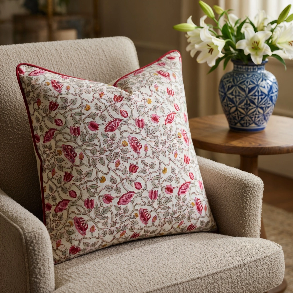 Piping Cushion Cover 50x50 cms Waterlily Pink Open 906172