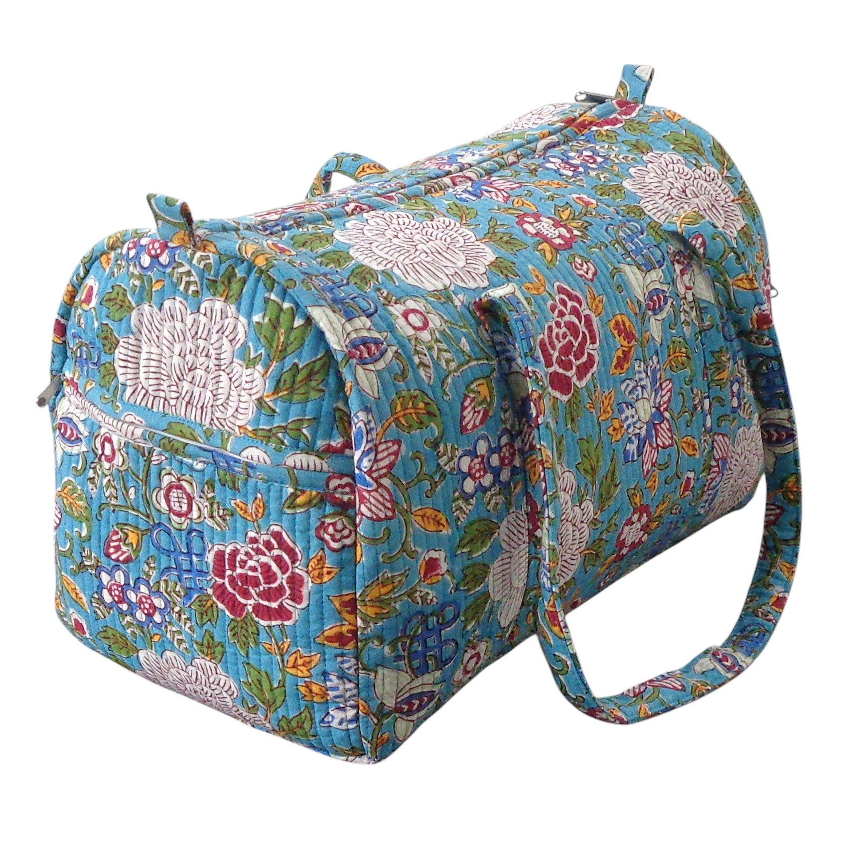 Weekender Bag Floral Canvas Blue Jade Gud 206865