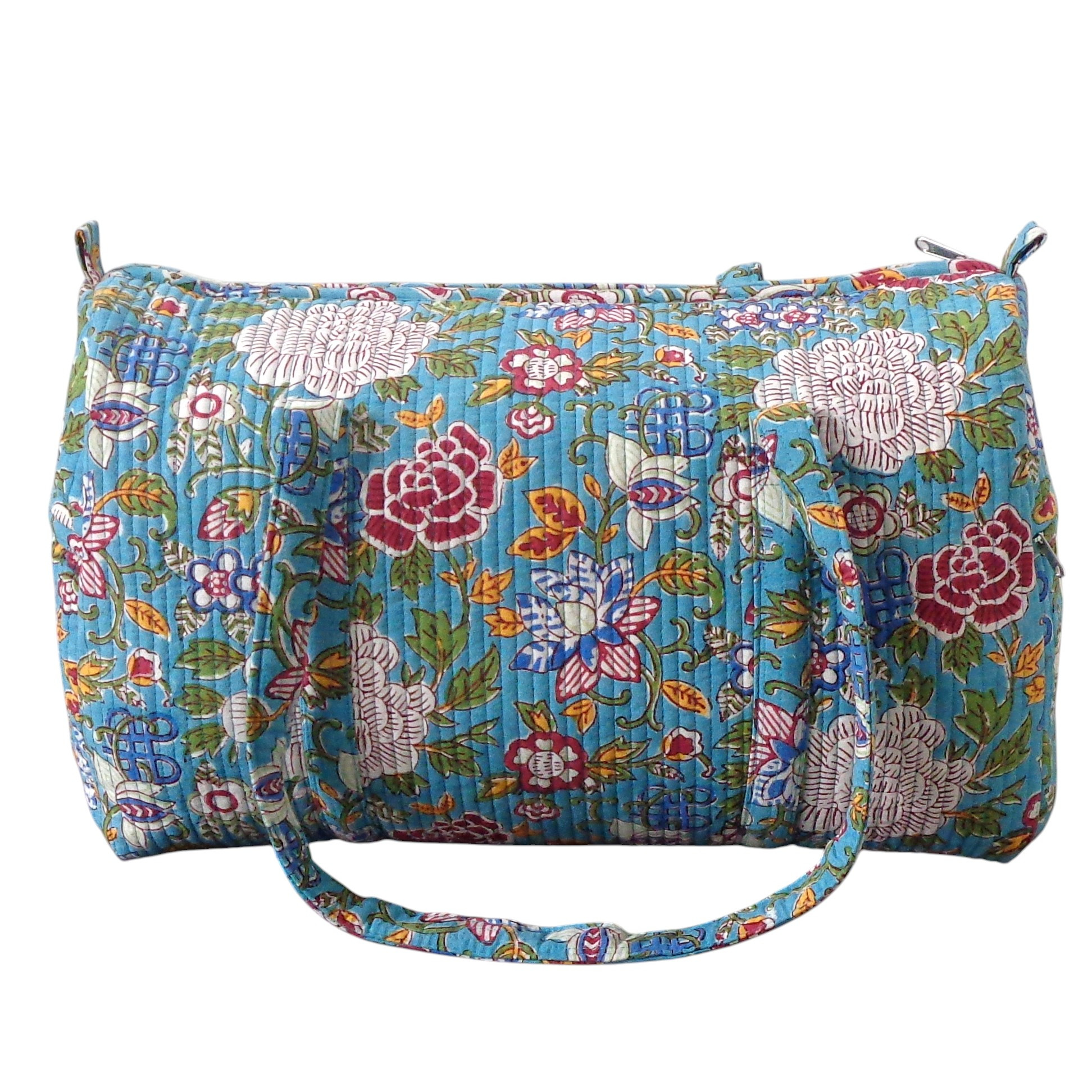 Weekender Bag Floral Canvas Blue Jade Gud 206865