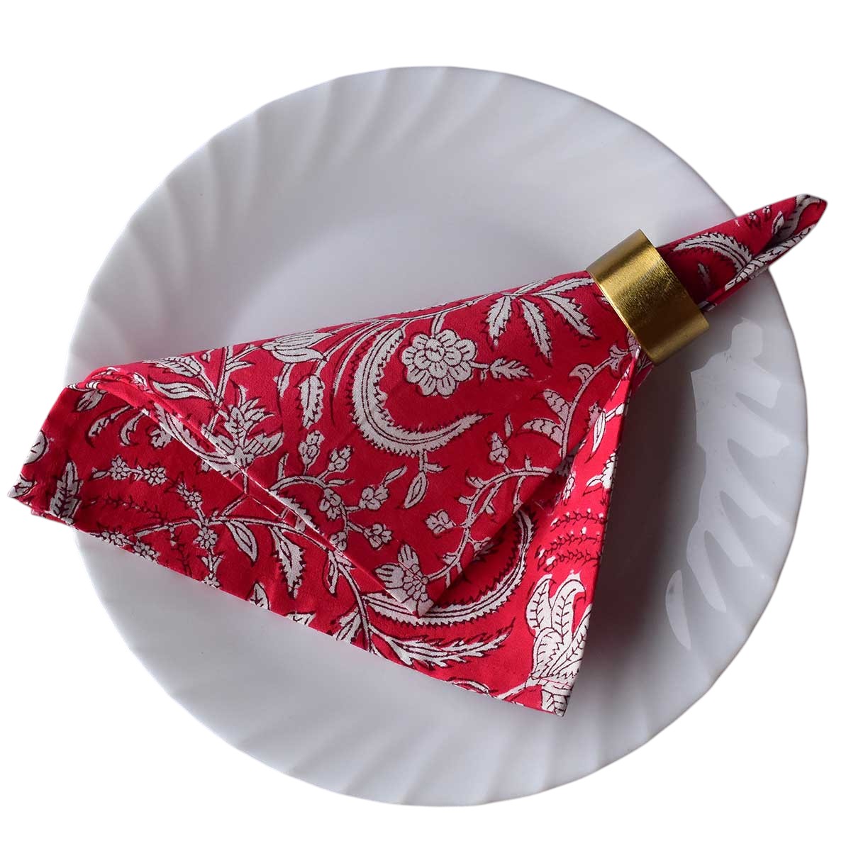 Hand Block Printed Cotton Napkin 45x45 cms Set of 4 Napkins Wild Flower Christmas 202515