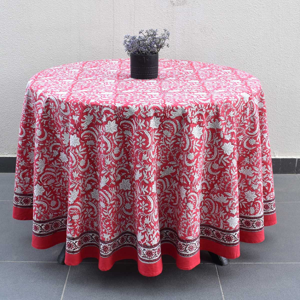 Round 220 cms Cotton French Design Table Cover Wild Flower Christmas 202515