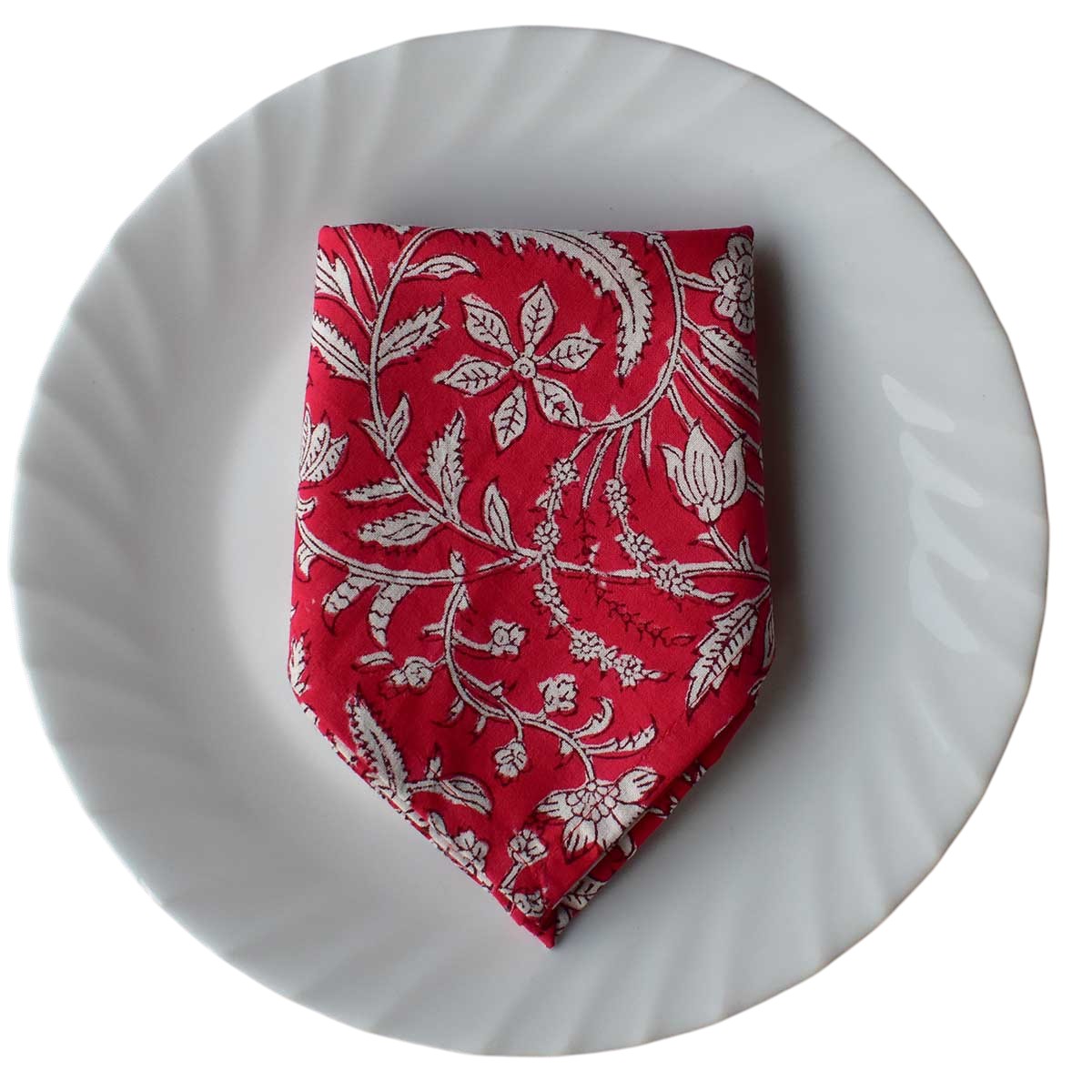 Hand Block Printed Cotton Napkin 45x45 cms Set of 4 Napkins Wild Flower Christmas 202515