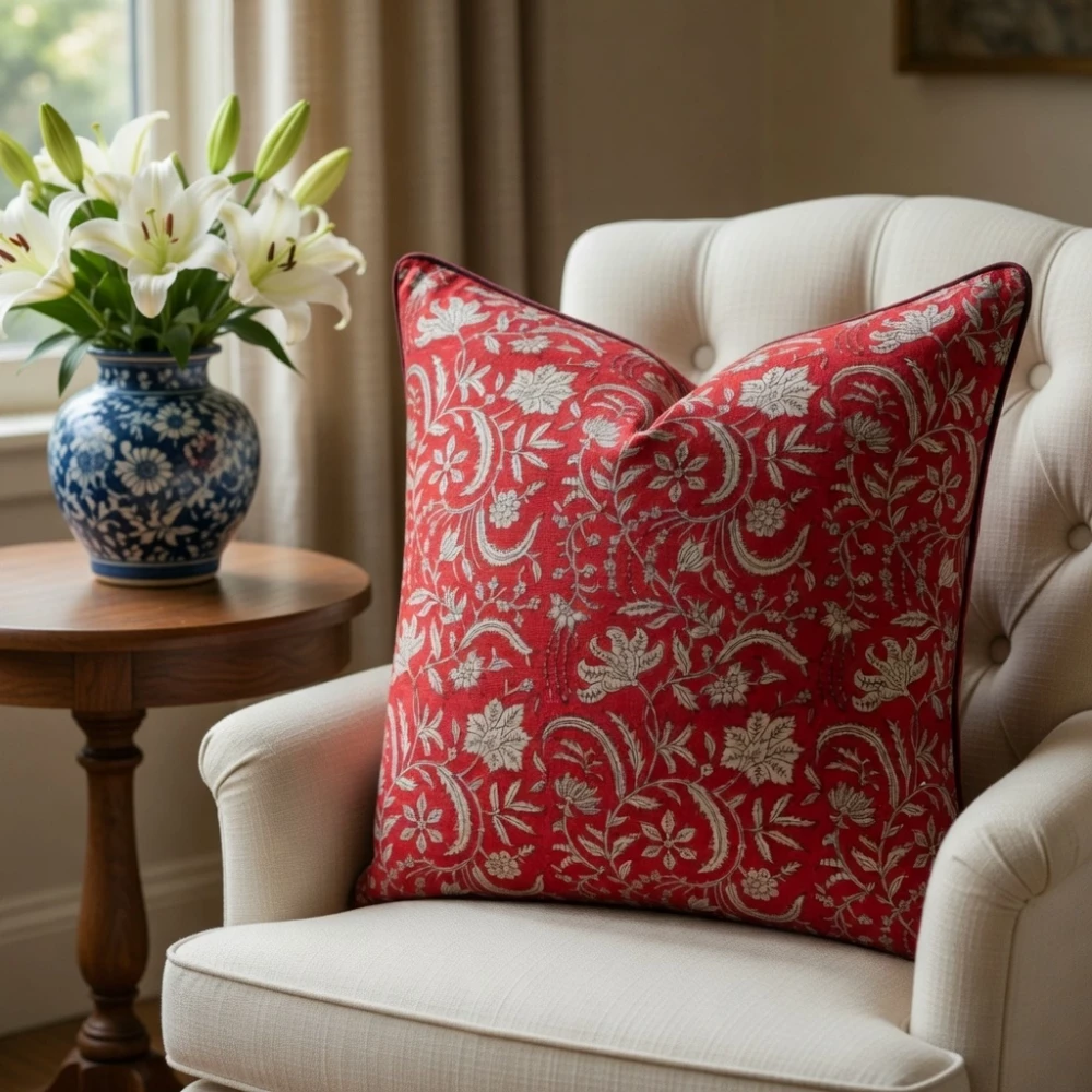 Image of Piping Cushion Cover 50x50 cms | Wild Flower Christmas 202515