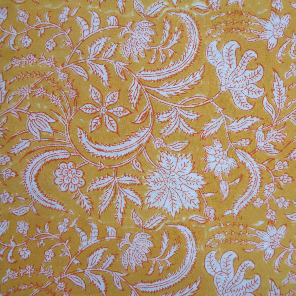 5 Yard Running Fabric Jaipur Block Printed Cotton 20 Sheeting Fabric Wild Flower Mustard 202401