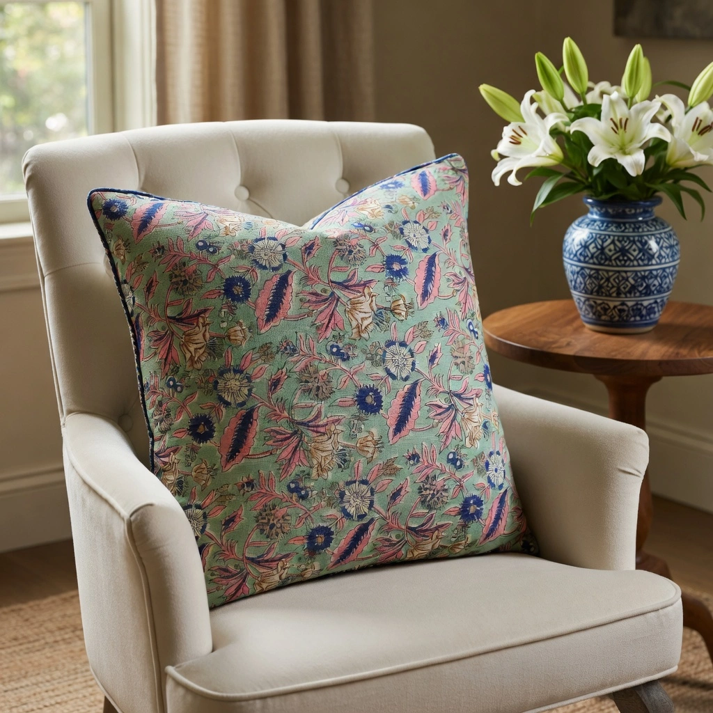Piping Cushion Cover 50x50 cms Wild Flower Ocean 200856