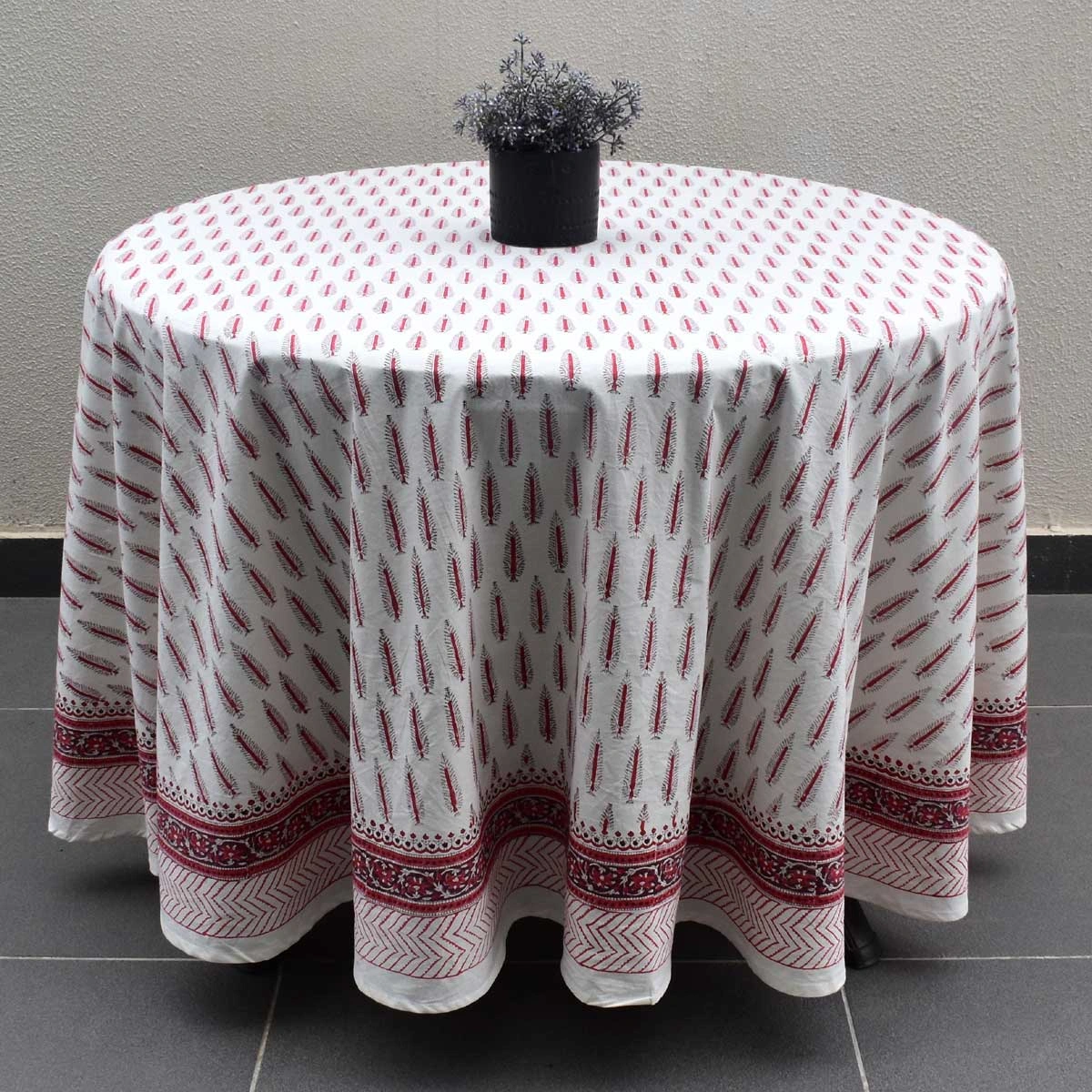 Round 220 cms Cotton French Design Table Cover  Winter Fall Tree Christmas 302397