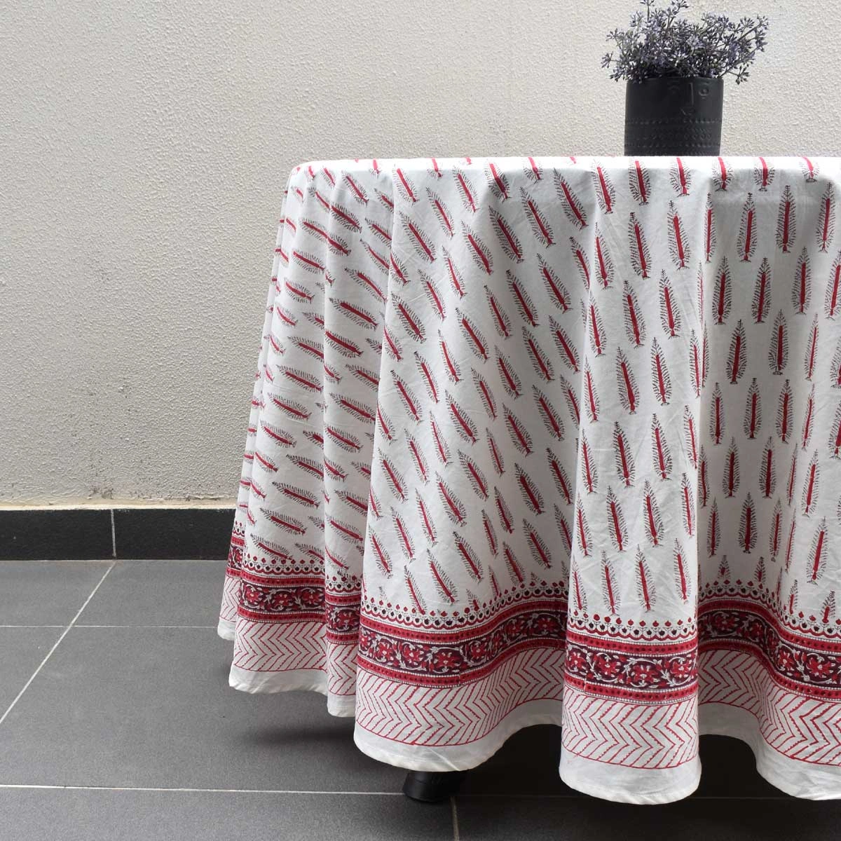 Round 220 cms Cotton French Design Table Cover  Winter Fall Tree Christmas 302397