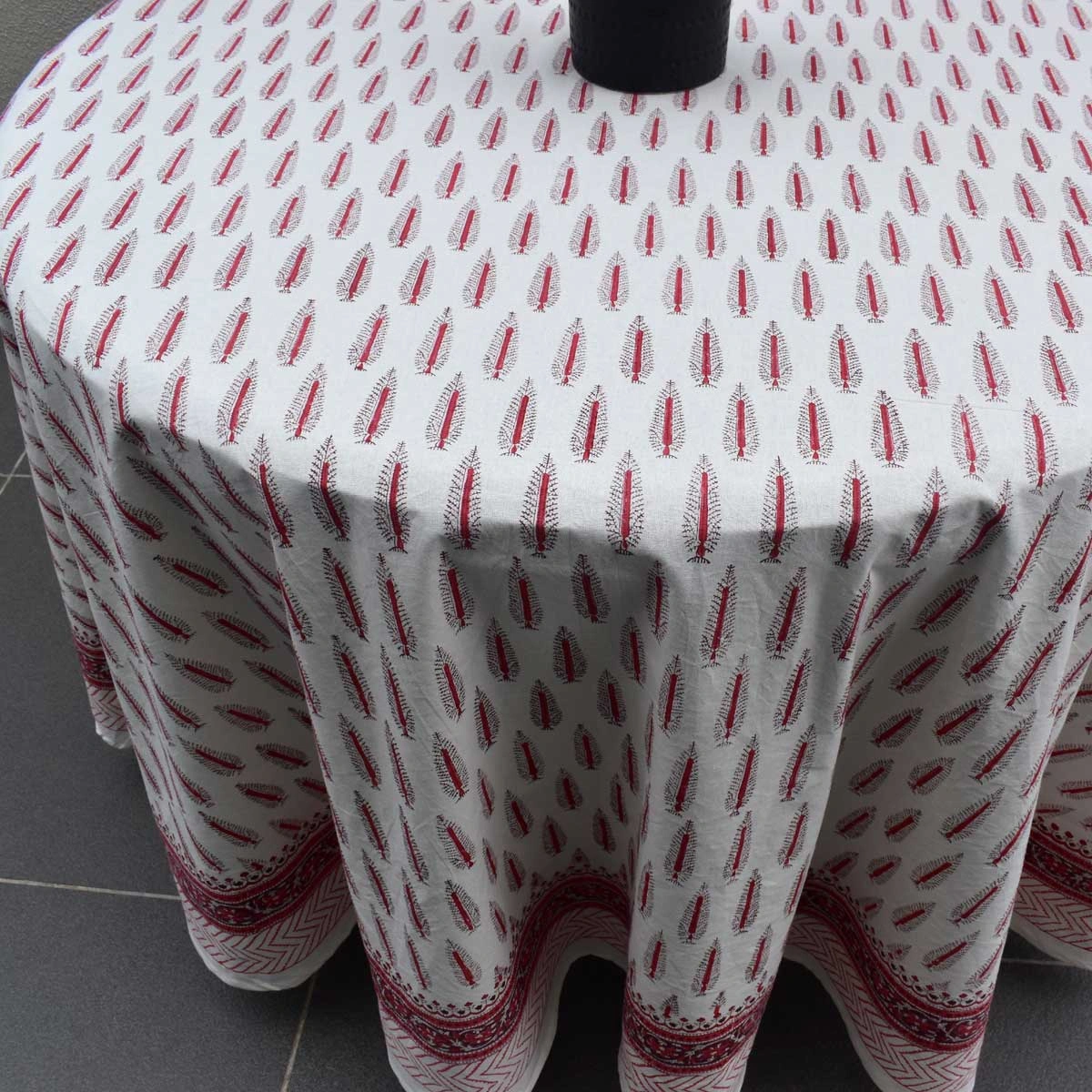 Round 220 cms Cotton French Design Table Cover  Winter Fall Tree Christmas 302397