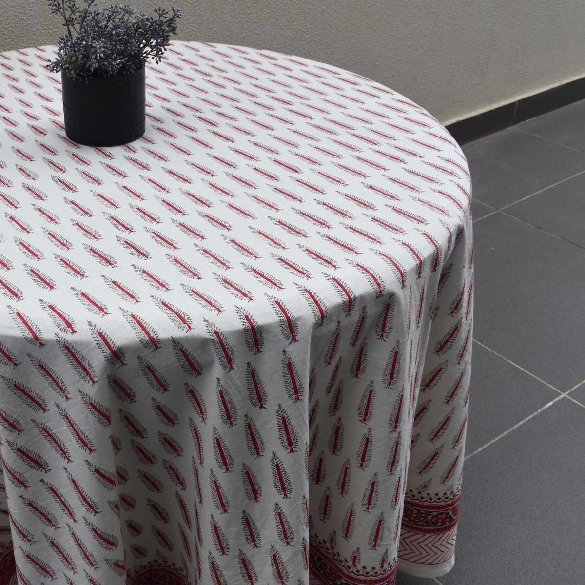 Round 220 cms Cotton French Design Table Cover  Winter Fall Tree Christmas 302397