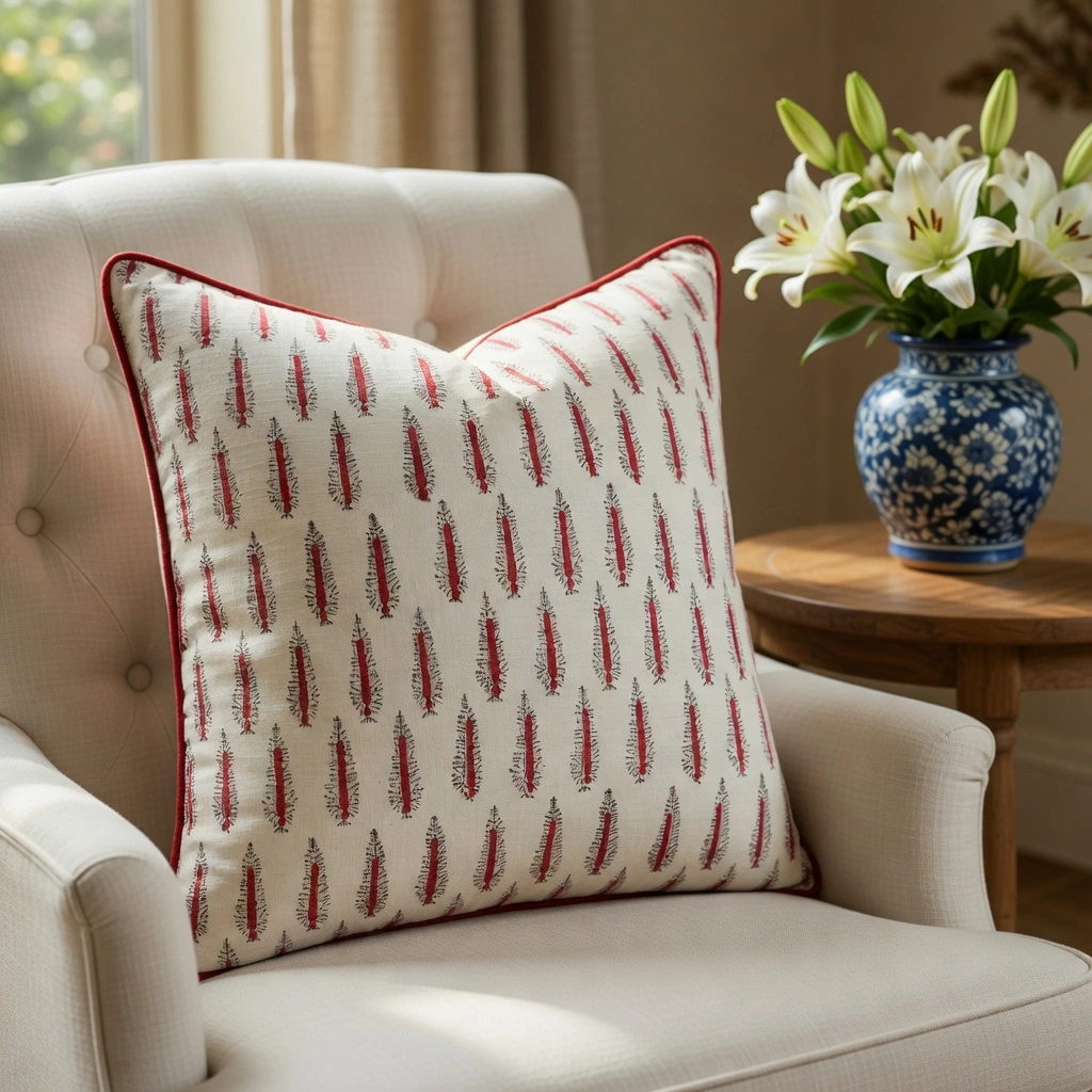 Piping Cushion Cover 50x50 cms Winter Fall Tree Christmas 302397