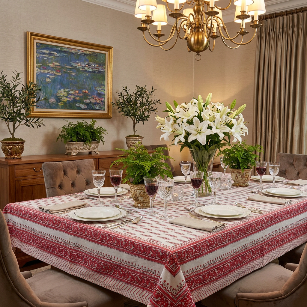 Tablecloth 12 seater in Cotton 180x340 cms Winter Fall Tree Christmas 302397