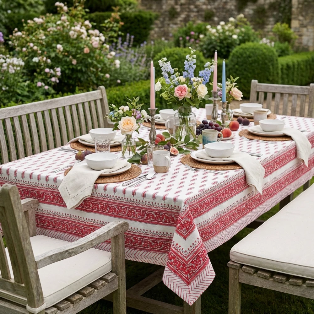 Image of Tablecloth 12 seater in Cotton 180x340 cms | Winter Fall Tree Christmas 302397