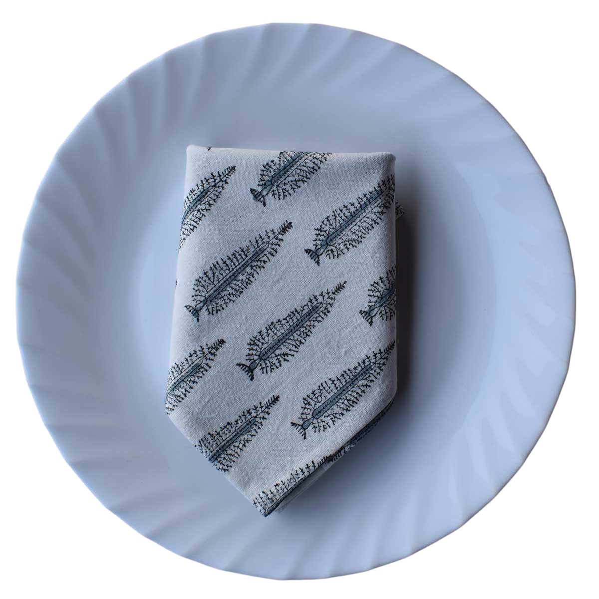 Hand Block Printed Cotton Napkin 45x45 Set of 4 Napkins Winter Fall Tree Grey 107195