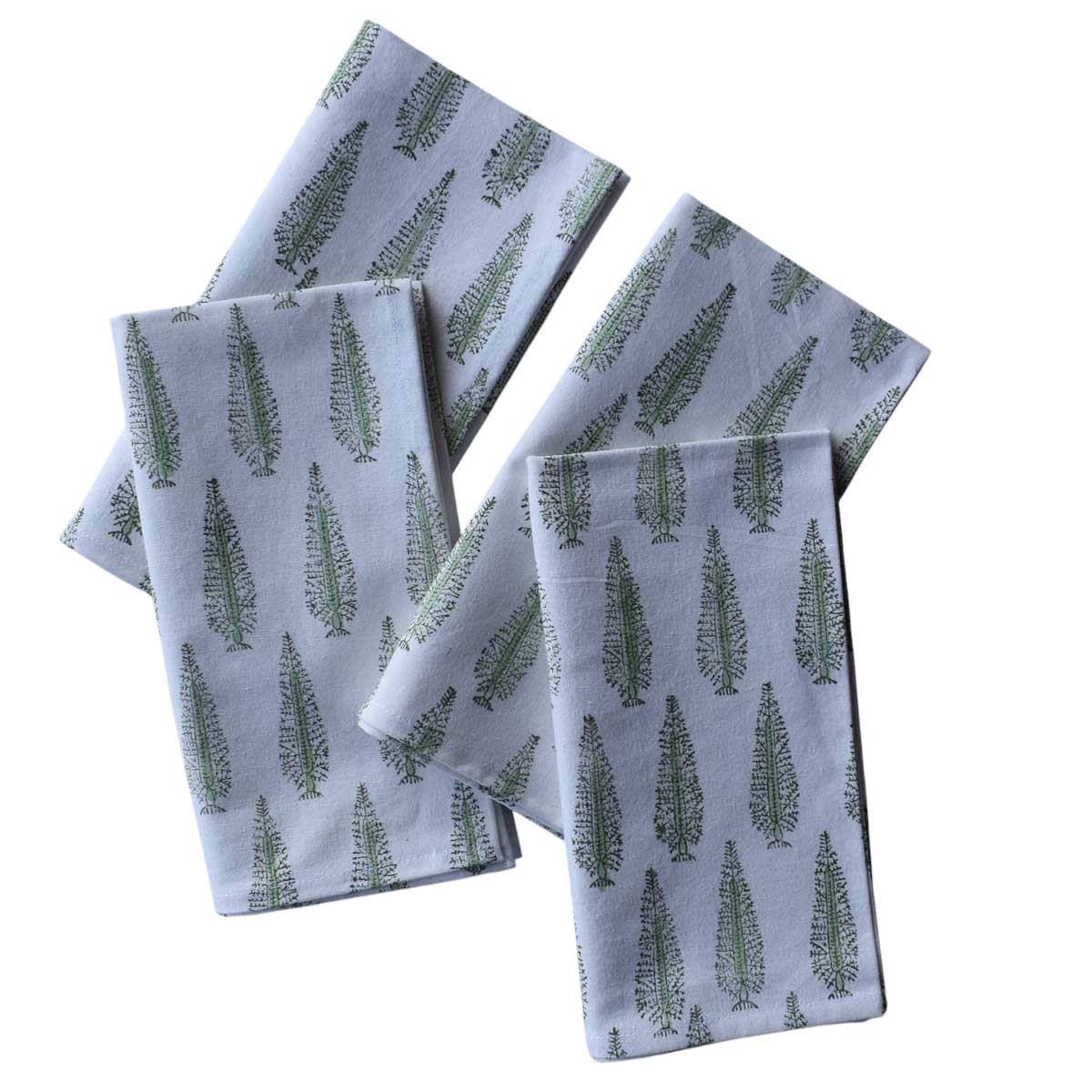 Hand Block Printed Cotton Napkin 45x45 cms Set of 4 Napkins Winter Fall Tree Vineyard 302395