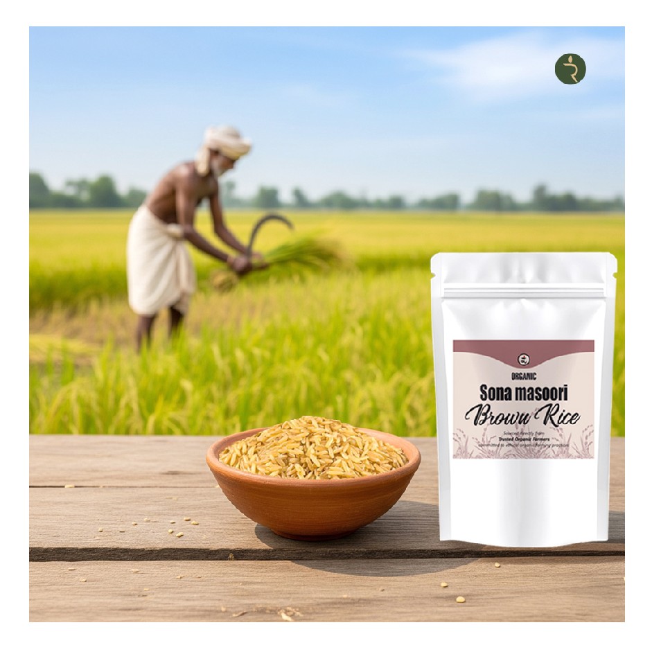 Organic Handpounded Sonamasoori Brown Rice 9kg