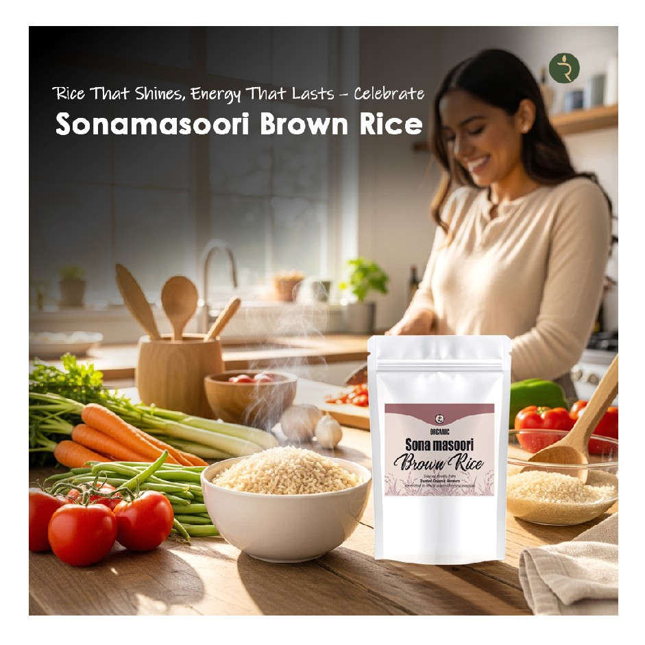 Organic Handpounded Sonamasoori Brown Rice 9kg