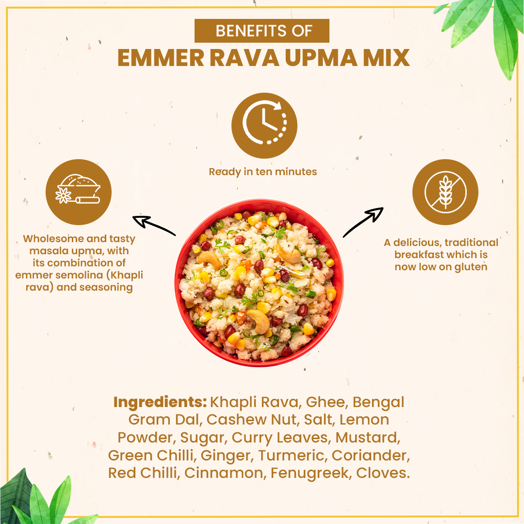 Organic Khapli Suji Rava Upma Mix 250gm