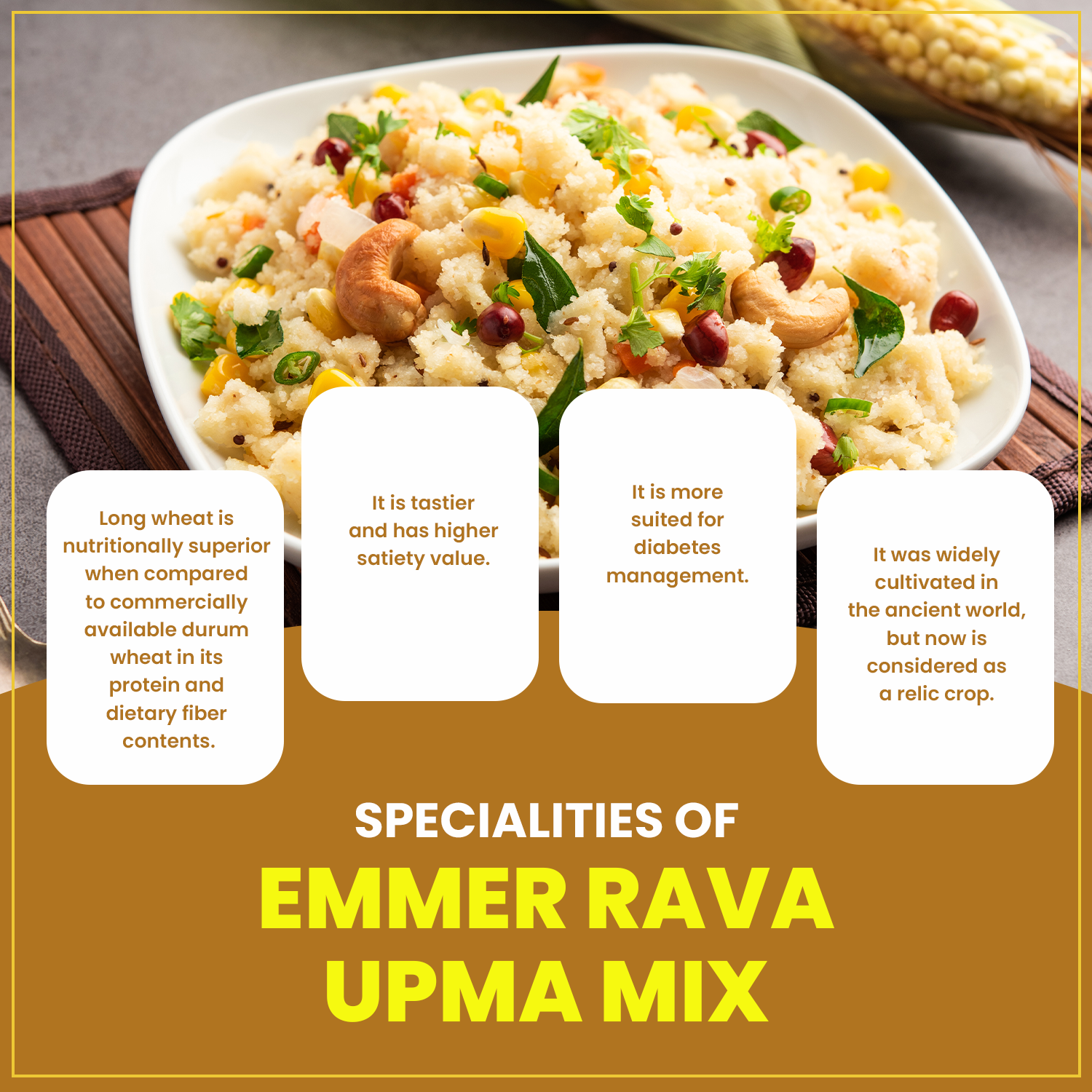 Organic Khapli Suji Rava Upma Mix 250gm
