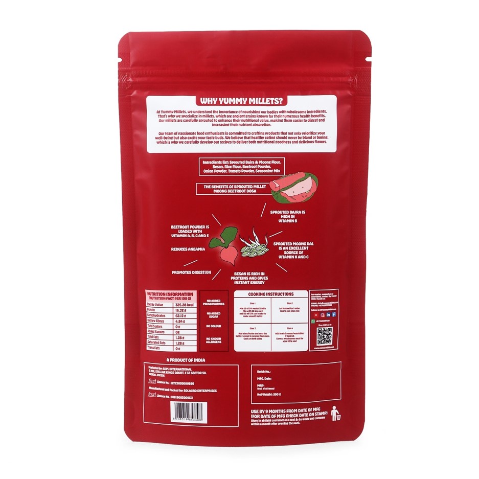 Millet Moong Beetroot Dosa/Chila Mix 200gm