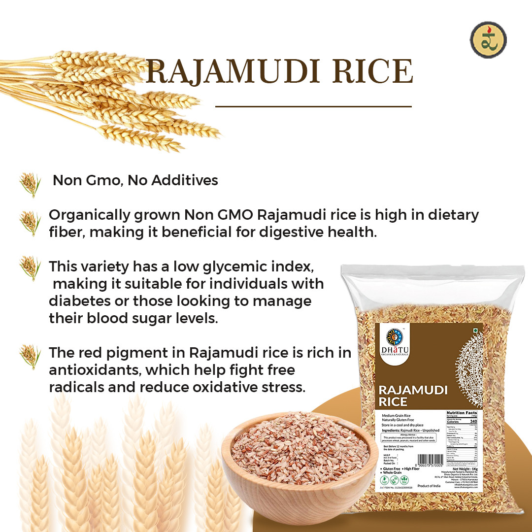 Rajamudi Rice 1kg - Rustic, Unpolished, Fibre-Rich Rice for Constipation Relief & Better Gut Health