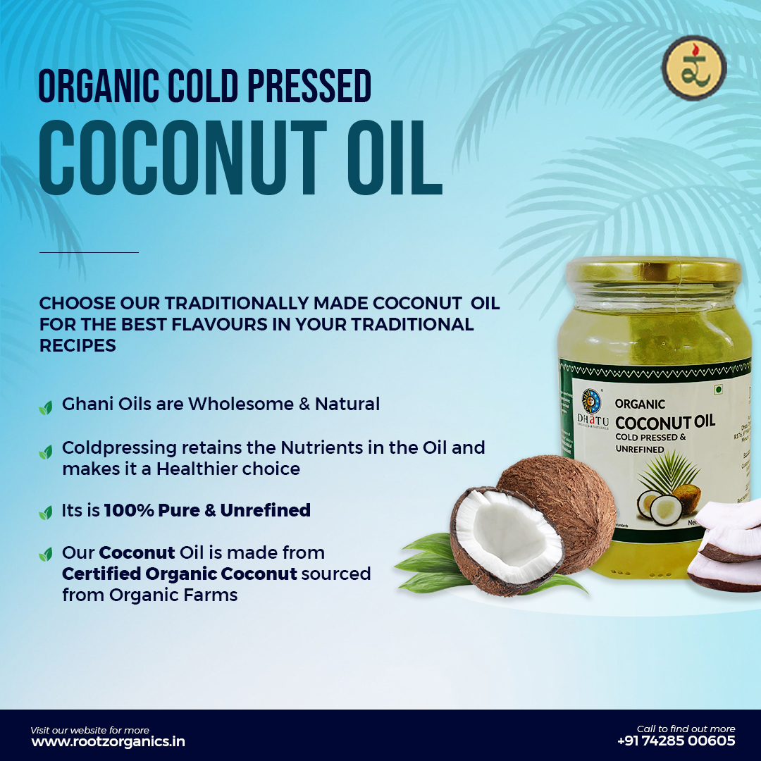Organic Cold Pressed Unrefined Coconut Oil 500ml– Wood-Pressed Oil for Hair Fall, Weak Immunity & Skin Health (Rich in MCFAs, Natural Aroma)