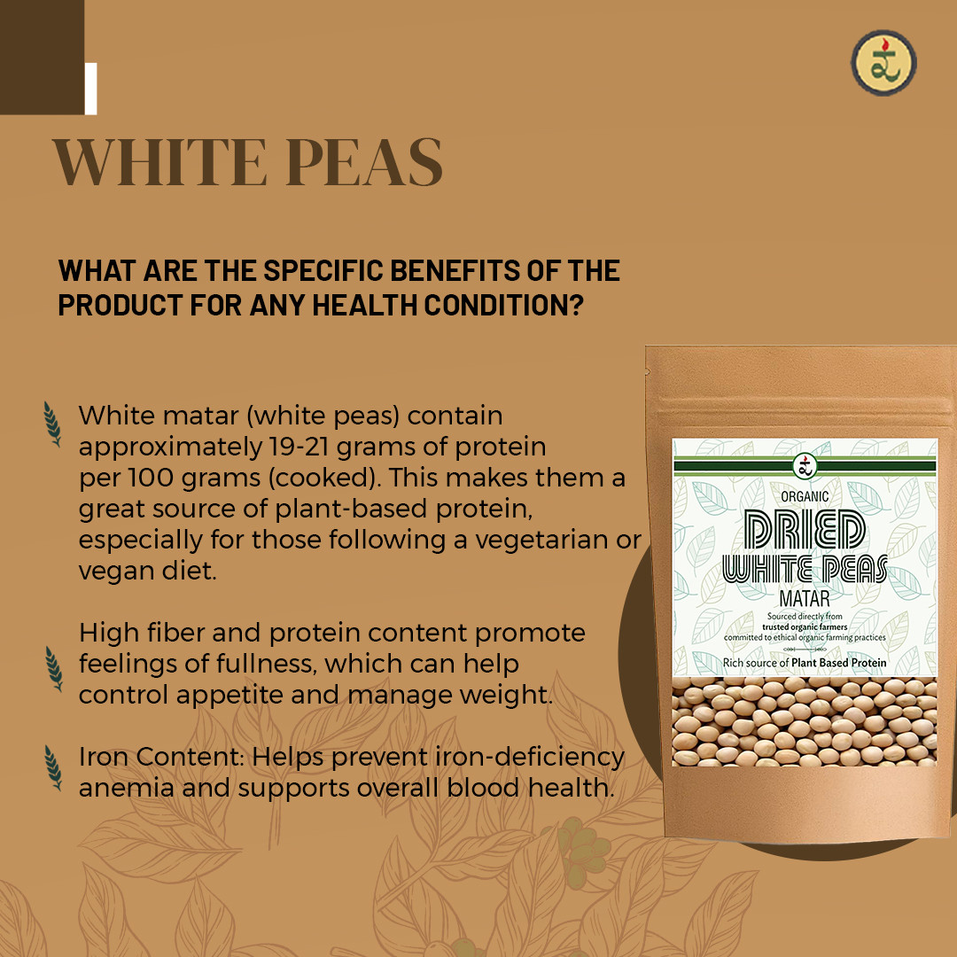 Organic Dried White Peas ( Matar ) 500gm