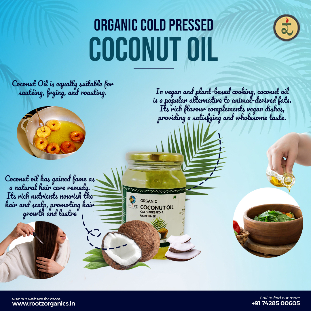 Organic Cold Pressed Unrefined Coconut Oil 500ml– Wood-Pressed Oil for Hair Fall, Weak Immunity & Skin Health (Rich in MCFAs, Natural Aroma)