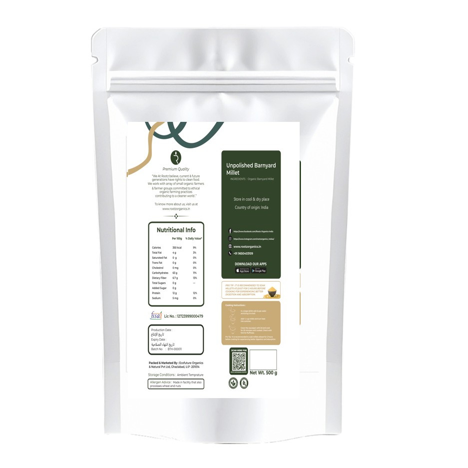 Organic Unpolished Barnyard Millet 500g