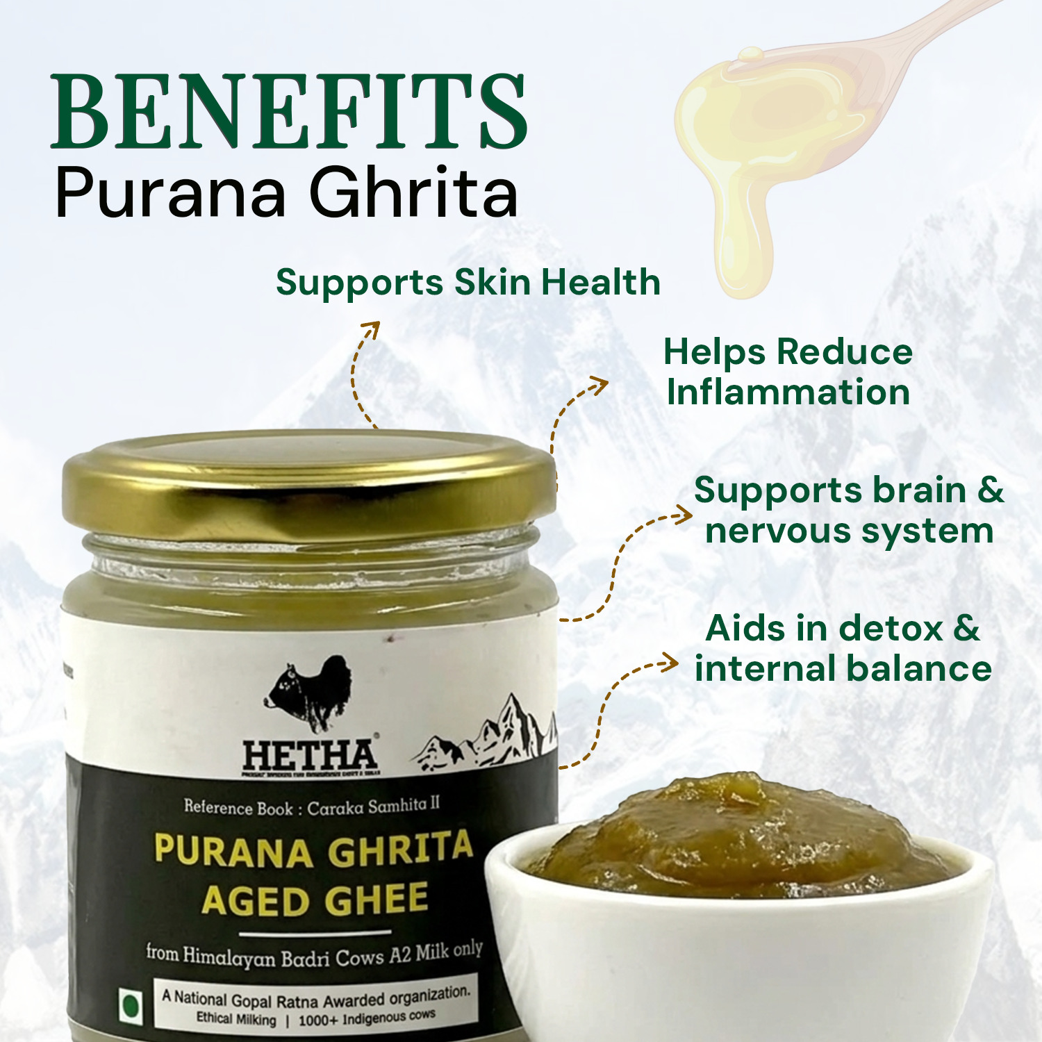 Old or Aged Ghee / Purana Ghrita of Himalayan Badri Cow 250ml