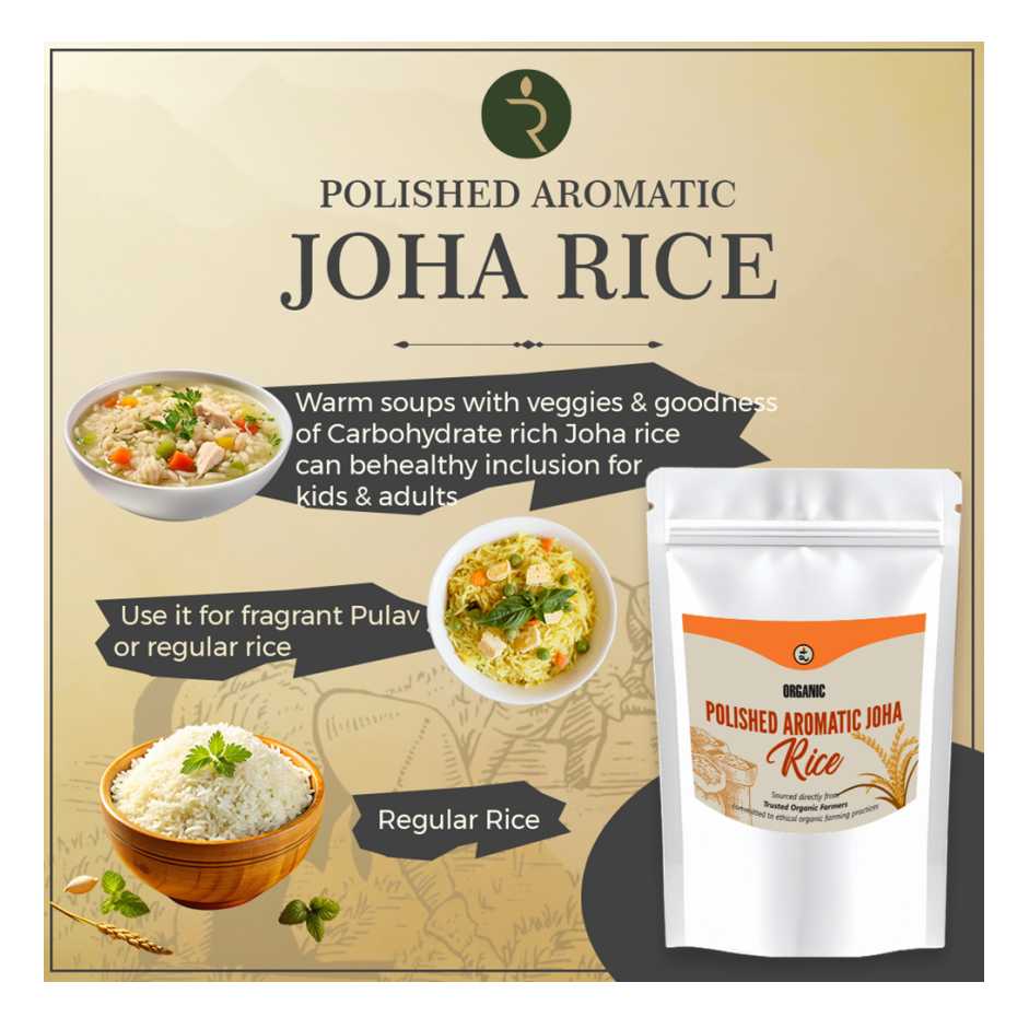Organic Polished Aromatic Joha Rice 9kg - Light, Fragrant Grain for Easy Digestion & Premium Taste | Gentle on Gut, Aromatic & Easy to Cook