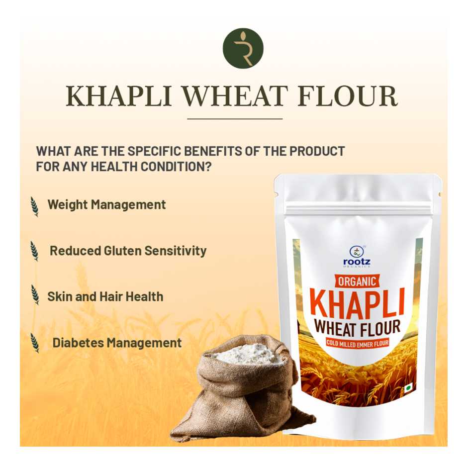 Organic Khapli Atta/ Emmer Wheat flour 1.8KG– Ancient Grain, Low GI, High Fibre Solution for Diabetes, Bloating & Gluten Sensitivity