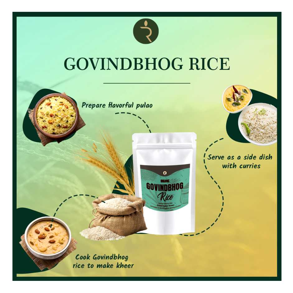 Organic Govindbhog Rice 9 kg-Pure Aromatic Small-Grain Premium Rice | Natural Fragrance, Easy to Digest & Free from Artificial Additives