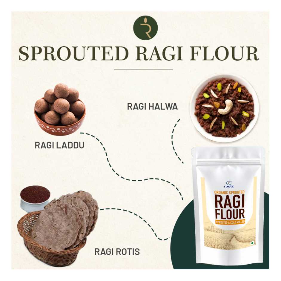 Organic Sprouted Ragi Flour 9KG– Calcium-Rich, Cold-Milled Superfood for Strong Bones & Anaemia Support
