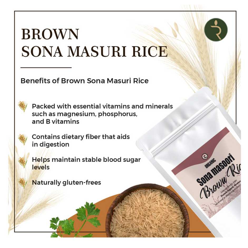 Organic Handpounded Sonamasoori Brown Rice 9kg