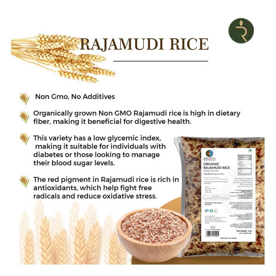 Rajamudi Rice 5kg - Rustic, Unpolished, Fibre-Rich Rice for Constipation Relief & Better Gut Health