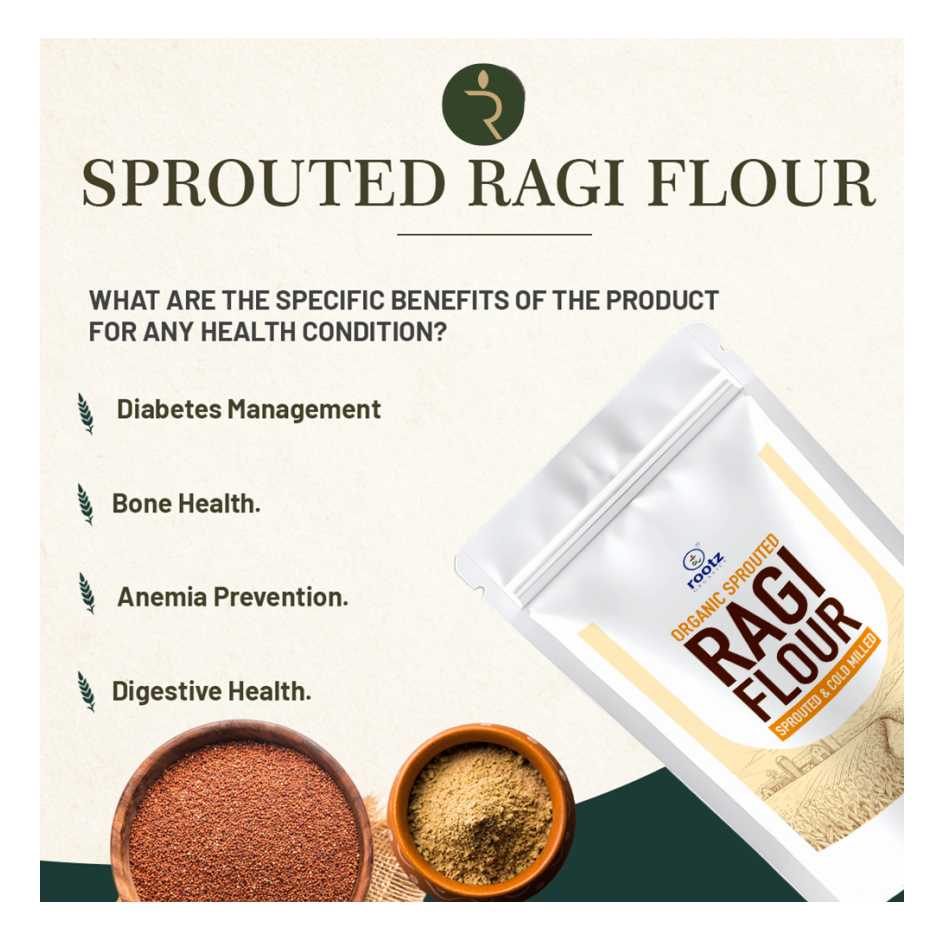 Organic Sprouted Ragi Flour 4.5KG – Calcium-Rich, Cold-Milled Superfood for Strong Bones & Anaemia Support