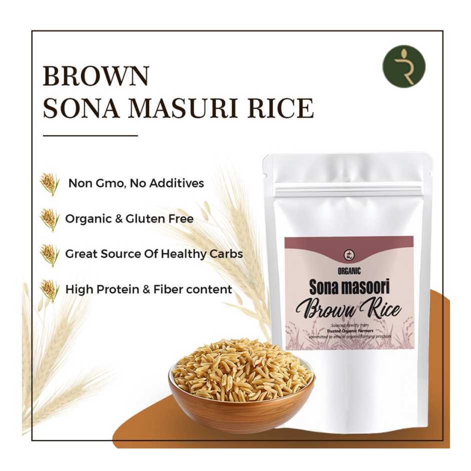 Organic Handpounded Sonamasoori Brown Rice 18kg