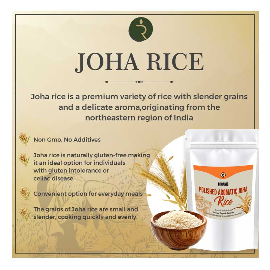 Organic Polished Aromatic Joha Rice 18kg -Light, Fragrant Grain for Easy Digestion & Premium Taste | Gentle on Gut, Aromatic & Easy to Cook