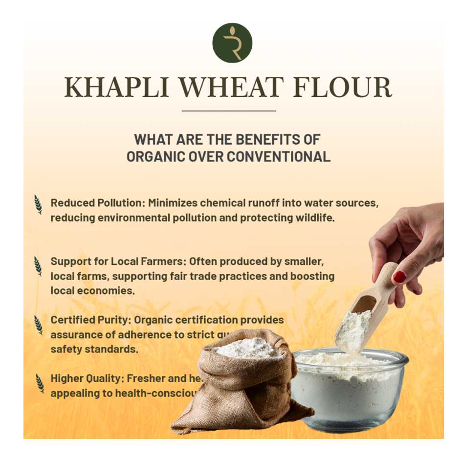 Organic Khapli Atta/ Emmer Wheat flour 1.8KG– Ancient Grain, Low GI, High Fibre Solution for Diabetes, Bloating & Gluten Sensitivity