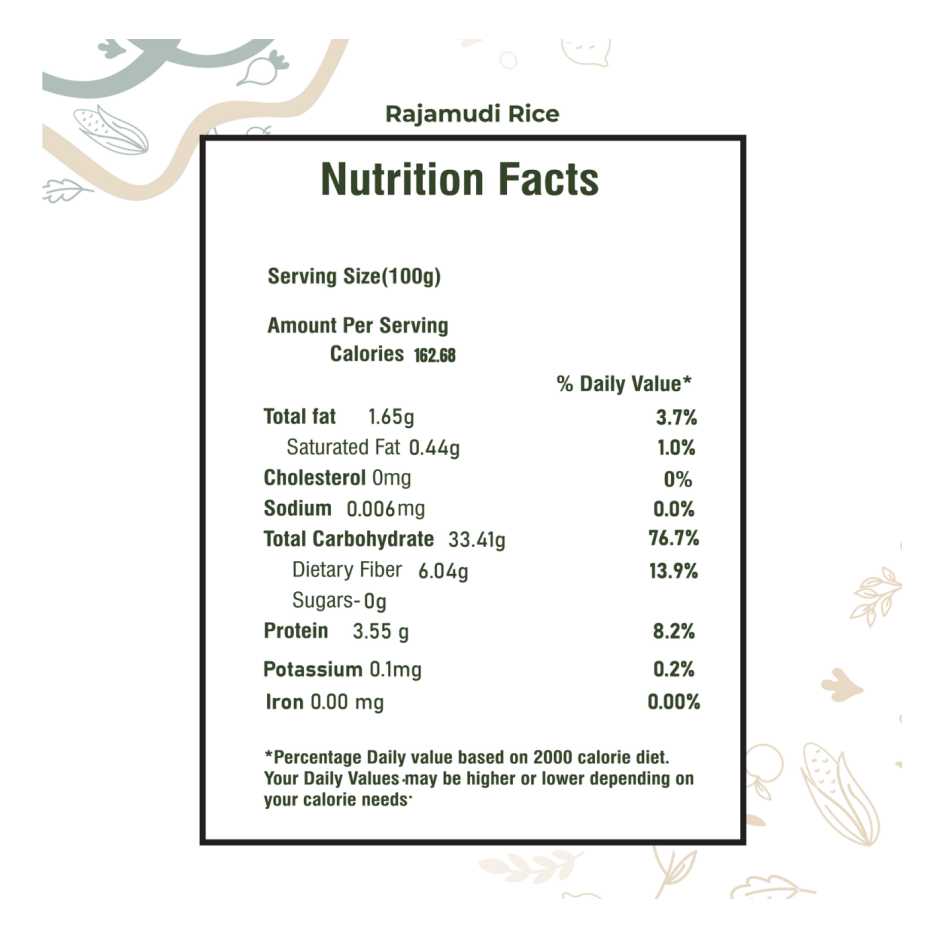 Rajamudi Rice  5kg - Rustic, Unpolished, Fibre-Rich Rice for Constipation Relief & Better Gut Health