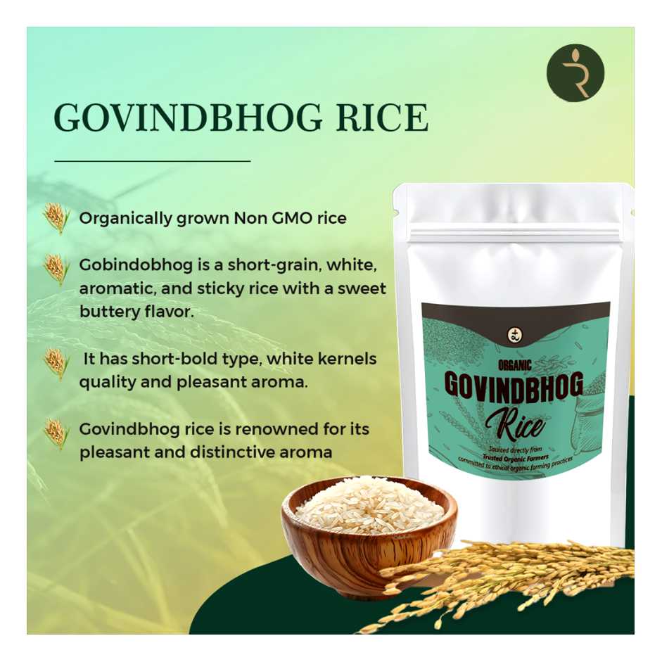 Organic Govindbhog Rice 18 kg -Pure Aromatic Small-Grain Premium Rice | Natural Fragrance, Easy to Digest & Free from Artificial Additives